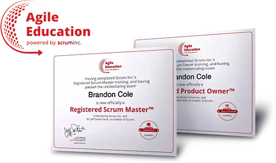 Registered Scrum Master and Registered Product Owner certificates