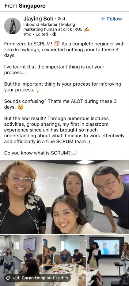 Singapore Testimony on LinkedIn